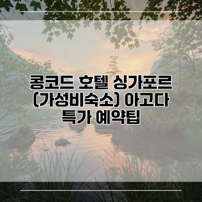 콩코드 호텔 싱가포르 (가성비숙소) 아고다 특가 예약팁