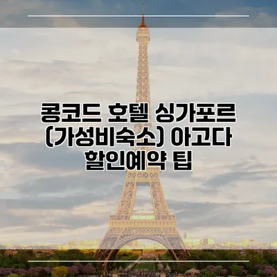 콩코드 호텔 싱가포르 (가성비숙소) 아고다 할인예약 팁