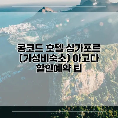 콩코드 호텔 싱가포르 (가성비숙소) 아고다 할인예약 팁