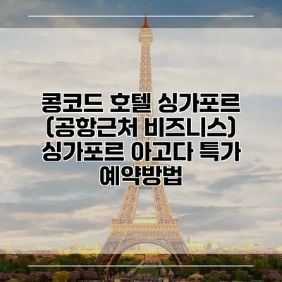 콩코드 호텔 싱가포르 (공항근처 비즈니스) 싱가포르 아고다 특가 예약방법