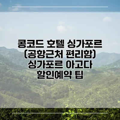 콩코드 호텔 싱가포르 (공항근처 편리함) 싱가포르 아고다 할인예약 팁