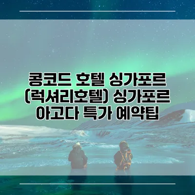 콩코드 호텔 싱가포르 (럭셔리호텔) 싱가포르 아고다 특가 예약팁