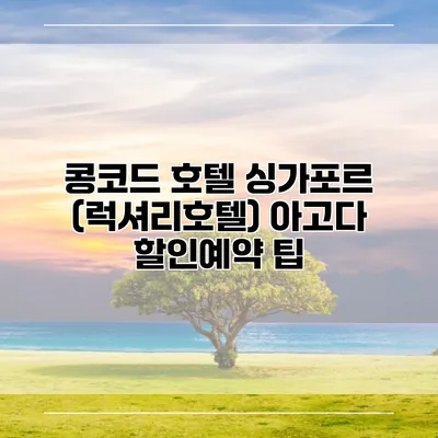 콩코드 호텔 싱가포르 (럭셔리호텔) 아고다 할인예약 팁