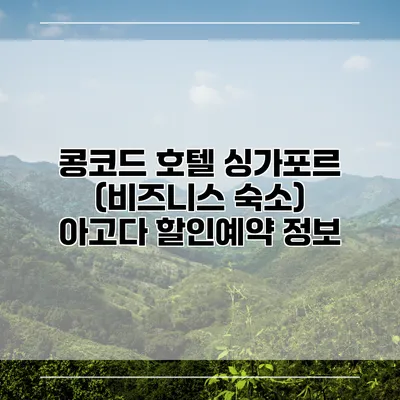 콩코드 호텔 싱가포르 (비즈니스 숙소) 아고다 할인예약 정보
