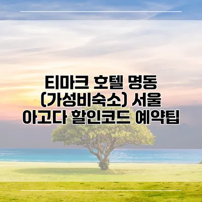 티마크 호텔 명동 (가성비숙소) 서울 아고다 할인코드 예약팁