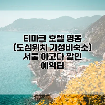 티마크 호텔 명동 (도심위치 가성비숙소) 서울 아고다 할인 예약팁