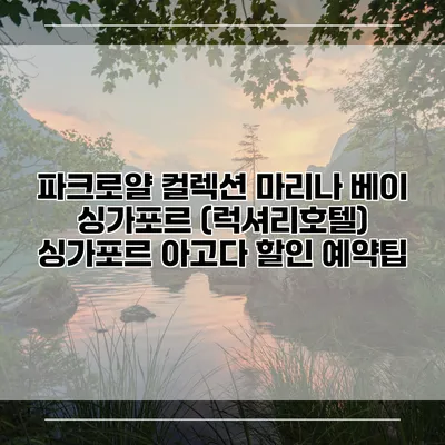 파크로얄 컬렉션 마리나 베이 싱가포르 (럭셔리호텔) 싱가포르 아고다 할인 예약팁