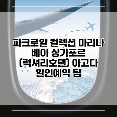 파크로얄 컬렉션 마리나 베이 싱가포르 (럭셔리호텔) 아고다 할인예약 팁
