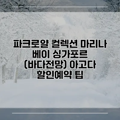 파크로얄 컬렉션 마리나 베이 싱가포르 (바다전망) 아고다 할인예약 팁