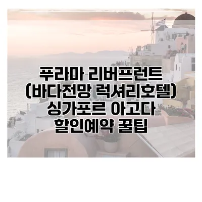 푸라마 리버프런트 (바다전망 럭셔리호텔) 싱가포르 아고다 할인예약 꿀팁