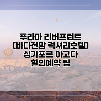 푸라마 리버프런트 (바다전망 럭셔리호텔) 싱가포르 아고다 할인예약 팁