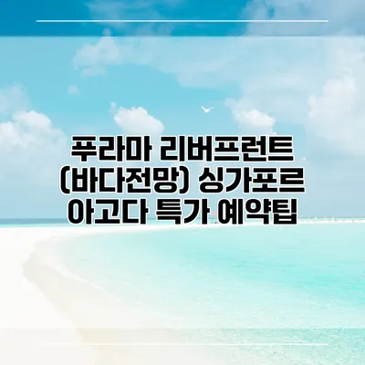 푸라마 리버프런트 (바다전망) 싱가포르 아고다 특가 예약팁