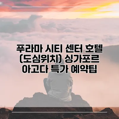 푸라마 시티 센터 호텔 (도심위치) 싱가포르 아고다 특가 예약팁