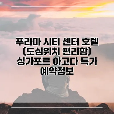 푸라마 시티 센터 호텔 (도심위치 편리함) 싱가포르 아고다 특가 예약정보