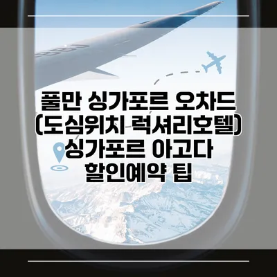 풀만 싱가포르 오차드 (도심위치 럭셔리호텔) 싱가포르 아고다 할인예약 팁