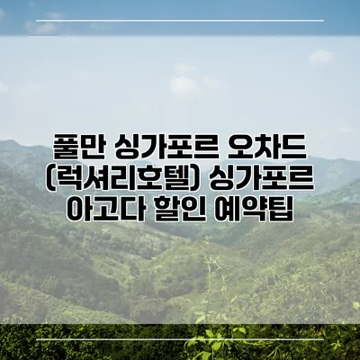 풀만 싱가포르 오차드 (럭셔리호텔) 싱가포르 아고다 할인 예약팁