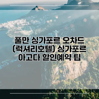 풀만 싱가포르 오차드 (럭셔리호텔) 싱가포르 아고다 할인예약 팁