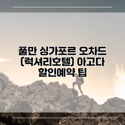 풀만 싱가포르 오차드 (럭셔리호텔) 아고다 할인예약 팁