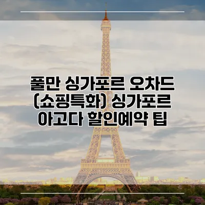 풀만 싱가포르 오차드 (쇼핑특화) 싱가포르 아고다 할인예약 팁