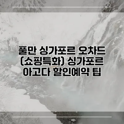 풀만 싱가포르 오차드 (쇼핑특화) 싱가포르 아고다 할인예약 팁