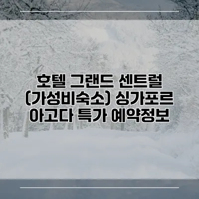 호텔 그랜드 센트럴 (가성비숙소) 싱가포르 아고다 특가 예약정보