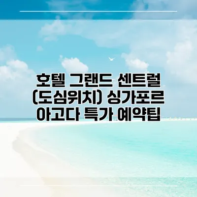 호텔 그랜드 센트럴 (도심위치) 싱가포르 아고다 특가 예약팁