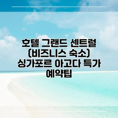 호텔 그랜드 센트럴 (비즈니스 숙소) 싱가포르 아고다 특가 예약팁