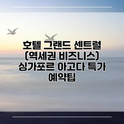 호텔 그랜드 센트럴 (역세권 비즈니스) 싱가포르 아고다 특가 예약팁