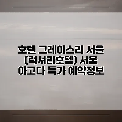 호텔 그레이스리 서울 (럭셔리호텔) 서울 아고다 특가 예약정보