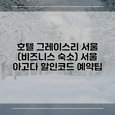 호텔 그레이스리 서울 (비즈니스 숙소) 서울 아고다 할인코드 예약팁