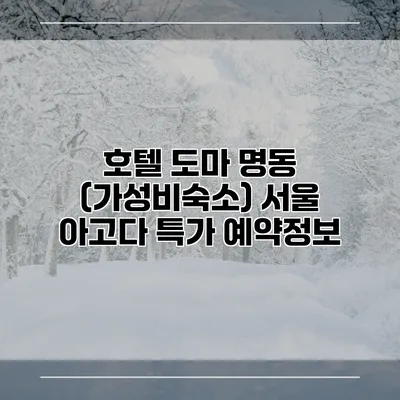 호텔 도마 명동 (가성비숙소) 서울 아고다 특가 예약정보
