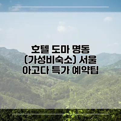 호텔 도마 명동 (가성비숙소) 서울 아고다 특가 예약팁