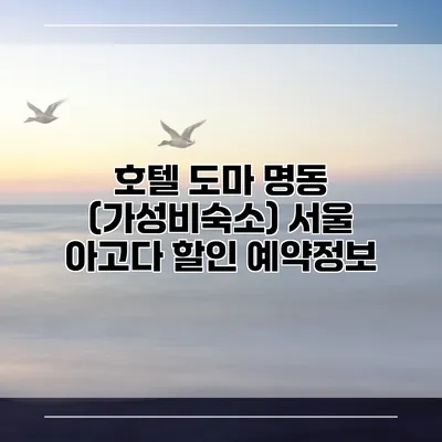 호텔 도마 명동 (가성비숙소) 서울 아고다 할인 예약정보