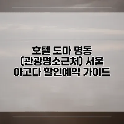호텔 도마 명동 (관광명소근처) 서울 아고다 할인예약 가이드
