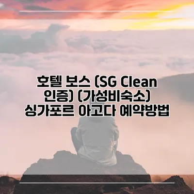 호텔 보스 (SG Clean 인증) (가성비숙소) 싱가포르 아고다 예약방법