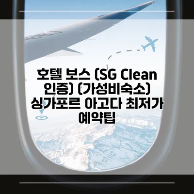 호텔 보스 (SG Clean 인증) (가성비숙소) 싱가포르 아고다 최저가 예약팁
