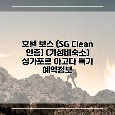 호텔 보스 (SG Clean 인증) (가성비숙소) 싱가포르 아고다 특가 예약정보