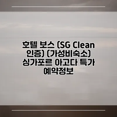 호텔 보스 (SG Clean 인증) (가성비숙소) 싱가포르 아고다 특가 예약정보