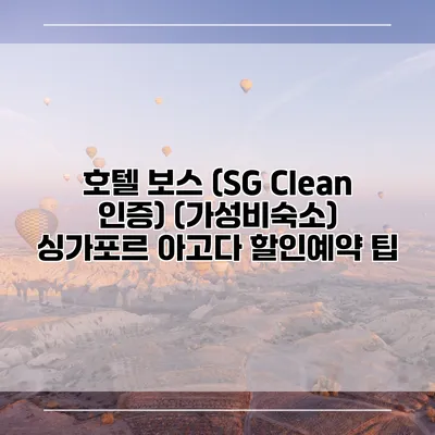 호텔 보스 (SG Clean 인증) (가성비숙소) 싱가포르 아고다 할인예약 팁