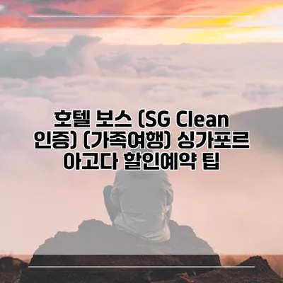 호텔 보스 (SG Clean 인증) (가족여행) 싱가포르 아고다 할인예약 팁