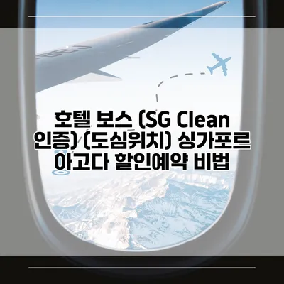 호텔 보스 (SG Clean 인증) (도심위치) 싱가포르 아고다 할인예약 비법