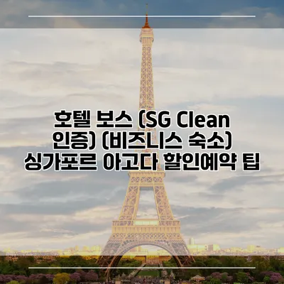 호텔 보스 (SG Clean 인증) (비즈니스 숙소) 싱가포르 아고다 할인예약 팁