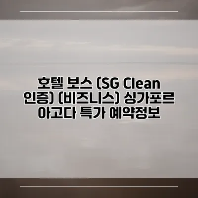 호텔 보스 (SG Clean 인증) (비즈니스) 싱가포르 아고다 특가 예약정보