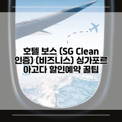 호텔 보스 (SG Clean 인증) (비즈니스) 싱가포르 아고다 할인예약 꿀팁