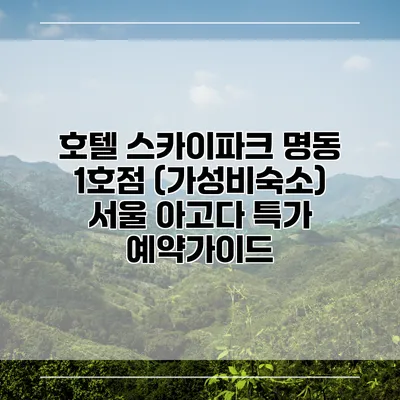 호텔 스카이파크 명동 1호점 (가성비숙소) 서울 아고다 특가 예약가이드