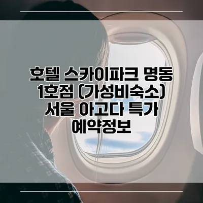 호텔 스카이파크 명동 1호점 (가성비숙소) 서울 아고다 특가 예약정보