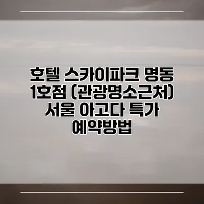 호텔 스카이파크 명동 1호점 (관광명소근처) 서울 아고다 특가 예약방법