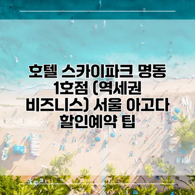호텔 스카이파크 명동 1호점 (역세권 비즈니스) 서울 아고다 할인예약 팁