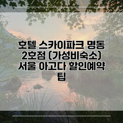 호텔 스카이파크 명동 2호점 (가성비숙소) 서울 아고다 할인예약 팁
