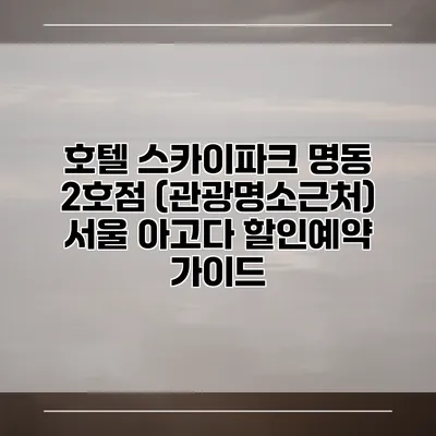 호텔 스카이파크 명동 2호점 (관광명소근처) 서울 아고다 할인예약 가이드